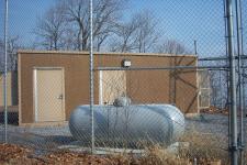 The equipment building for the PTC tower.