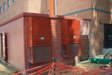 Equipment building, during construction.